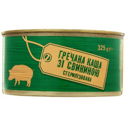 Без ТМ. Каша гречневая с свининой стерилизована 325г(4824034046058)