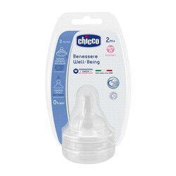 Chicco Соска Well-Being, силикон, сменный поток, 2m+ (2шт) (20833.20)
