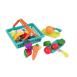 Battat Lite.  Игровой набор для двоих - ОВОЩИ-ФРУКТЫ НА ЛИПУЧКАХ (в корзинке, 37 предметов) (BT2534Z