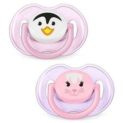Avent . Пустышка Philips AVENT Classic Кролик Трумен и его друзья 0-6 мес 2 шт для девочек (SCF182-1