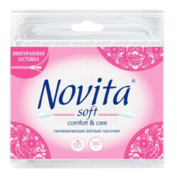 Novita. Палички ватні Soft в поліетиленовому пакеті 260шт-уп(4823071626148)