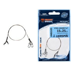 UKRSPIN . Поводок Orange Spinning сталь AFW 1x7 15см 7кг(15lb)0.28мм (2шт в уп)(1590.00.34)