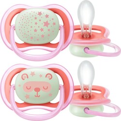 Avent Пустушка Ultra Air Нічна, для дівчинки 6-18 міс., 2 шт(8710103901839)