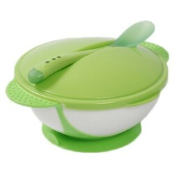 Lindo. Тарелка Premium на присоске с крышкой и ложкой Салатовая, арт. А 50 (000503)