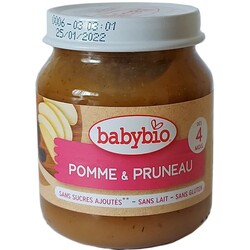 BABYBIO. Детское пюре из Органического яблока и чернослива с 4 месяцев 130 г (3288131500768)