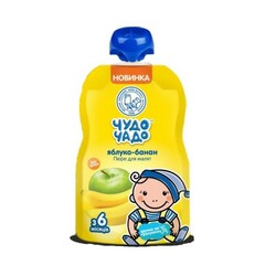 Чудо-чадо. Пюре "Яблуко, банан" без цукру,  6 мес+, 90 р.(4820016253643)