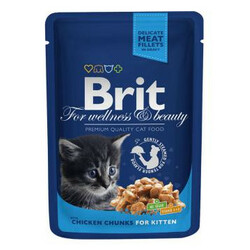 Brit. Premium Pouch Кусочки с курицей для котят 100г. (8595602506026)