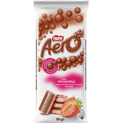 Aero. Шоколад молочный с вкусом клубники пористый  90 гр(4823000921283)