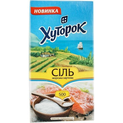 Хуторок. Соль Хуторок Морская пищевая 0,5 кг(4820101714035)