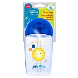 Dr. Brown's. Чашка-поїльник з м'якою силіконовою трубочкою "Планета", колір блакитний, 12+ місяців, 350