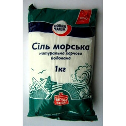 Повна Чаша. Соль Повна Чаша морская йодированная помол №1 не калибр п-э 1кг(9865060027715)