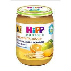 HiPP. Пюре Фруктове асорті із зерновими пластівцями "Фрукти і злаки", 190 р.(9062300132332) (29-04)