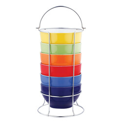 Bergner. Набір мисок  кераміка + підставка 7*680мл(6951119607274)