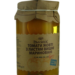 Dworek. Томаты желтые маринованые с листьями вишни 860г(9865060056432)
