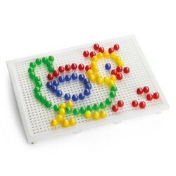 Quercetti. Набор для занятий мозаикой (10 мм фишки (100 шт) + доска (22*16) (2122-Q)