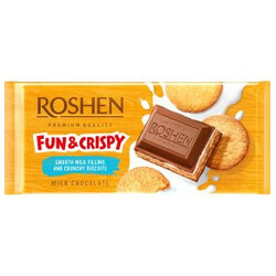 Roshen. Шоколад молочный с молочной начинкой и печеньем 115 гр (4823077625695)