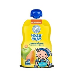 Чудо-чадо. Пюре "Груша, яблуко" без цукру,(М'ЯКА ПАЧКА) 5 мес+, 90 р.(253612)