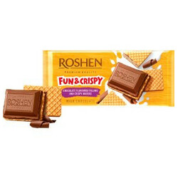 Roshen. Шоколад молочный с шоколадной начинкой и вафлей 105 гр (4823077625732)