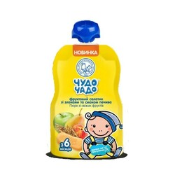 Чудо-чадо. Пюре "Фруктовий салат з печивом і злаками",(М'ЯКА ПАЧКА) 6 мес+, 90 р.(253650)