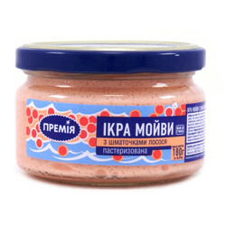 Премія. Ікра мойви з шматочками лосося 180 г(4824024010014)