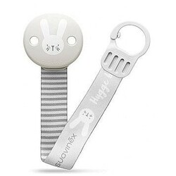 Suavinex. Кліпса для пустушки з атласною стрічкою "Hygge : Затишні історії", сіра(8426420068659)