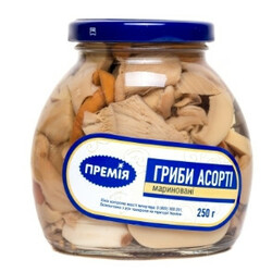 Премія. Гриби Асорті в маринаді 250г(4824034015436)