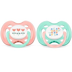 Philips AVENT. Силиконовая ортодонтическая симметричная пустышка для девочки 0-6мес SCF172-02 (79180