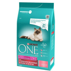 ONE. Корм для котов ONE Sterilcat с лососем 1,5 кг(7613035115439)