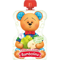Bambolina. Фруктове пюре "Груша" 4 мес+  ПАУЧ, 90 г(4813163002134)