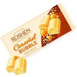 Roshen. Шоколад белый пористый карамельный 85гр (4823077616280)