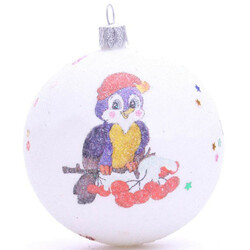 Прикраса ялинкова Шар Персонаж иней білий 8см(4825003012951)