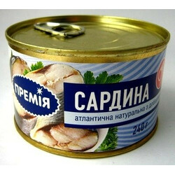 Премія. Сардина натуральна з добав.олії ключ 240г(4824034035052)