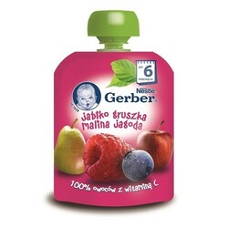 Gerber. Пюре "Яблуко, груша, малина, чорниця", 90 г(956902)