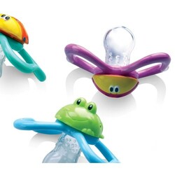 Nuby. Пустышка анатомическая Веселые жучки, 6-36 мес.(силикон) (5880MF)