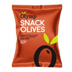 Olymp. Оливки зеленые б.к маринованные с чили перцем и травами 70 г (5201409809934)