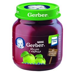 Пюре Gerber  "Яблуко і чорниця", 6+ м 130 гр. (514975)