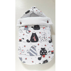 Viall.  Детский зимний конверт "Joy" жирные коты на белом фоне (8996)
