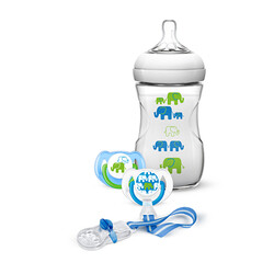 Avent. Набор для хлопчика з пляшкою Natural, 2 порожній., кліпса,  260 мл(748076)