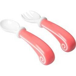 Badabulle. Набор ложка + вилка, кораловий(3661787004154)