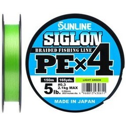 Sunline .  Шнур Siglon PE х4 150m (салат.) №0.3/0.094mm 5lb/2.1kg(1658.09.01)