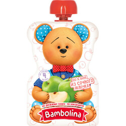 Bambolina. Фруктове пюре "Яблуко" 4 мес+  ПАУЧ, 90 г(002141)