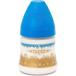 Suavinex. Бутылочка Couture круглая соска, медленный поток Темно-синяя 150 мл (8426420044998)