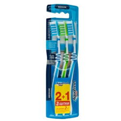 Aquafresh. Щітка зубна In - Between Clean середня 2+1 в подарунок 3шт(3830029292998)