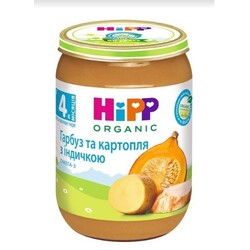 HIPP. Мясо-овощное пюре "Гарбуз і картопля з індичкою", 4+ м. 190 р.(9062300108733)