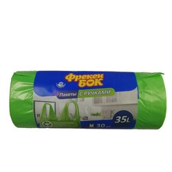 Фрекен Бок. Пакеты для мусора с ручками 35л 30шт/уп, зеленые (4823071630565)