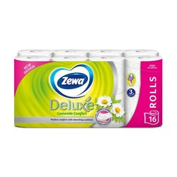 Zewa.Тришаровий туалетний папір Delux Camomile 16 шт(7322540201925)