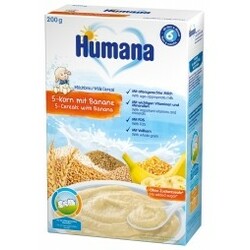 Humana. Каша молочна 5 злаків з бананом, 200г(4031244775542)