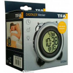 TFA. Будильник, чёрный-серебристый, 106x73x108 мм (60201601)