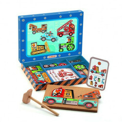 DJECO. Деревянная игра аппликация с молоточком Транспорт (3070900066410)