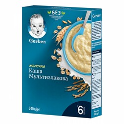 Gerber Organic. Каша молочна мультизлакова  6 мес+ 240г(834336)